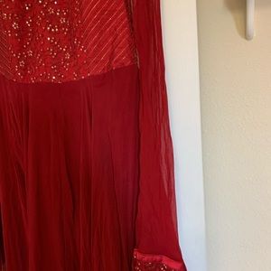 Red chiffon gown